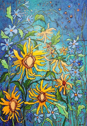 Soul Song Sunflowers by Karnish Art, Painting for Sale on Select
