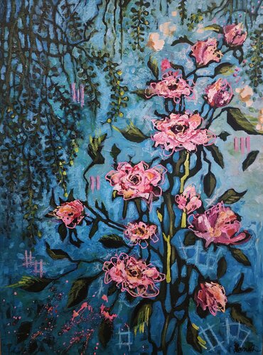 Moody Blues in Bloom by Karnish Art, Painting for Sale on Select