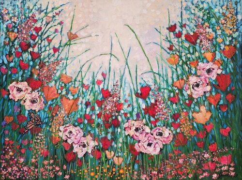 Sweet Patch of Joy - Floral Artwork by Karnish Art, Painting for Sale on Select