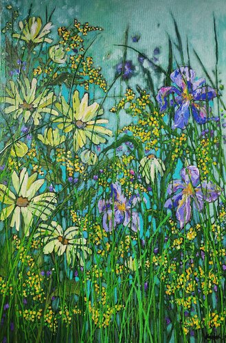 Soft Surrender - Striking Floral Artwork by Karnish Art, Painting for Sale on Select