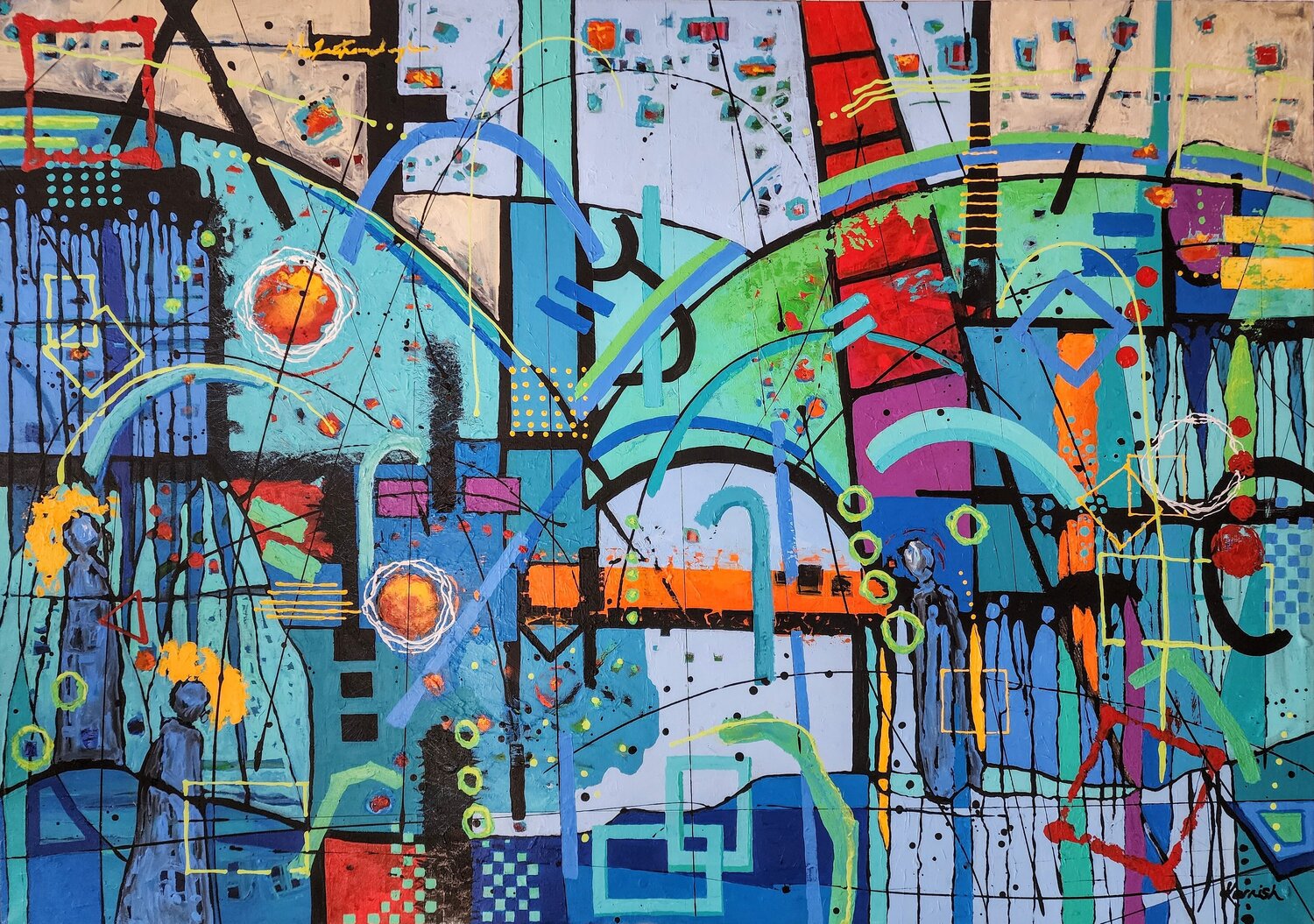 Evanesence of Time - Large Colorful Artwork Karnish Art Original painting for sale