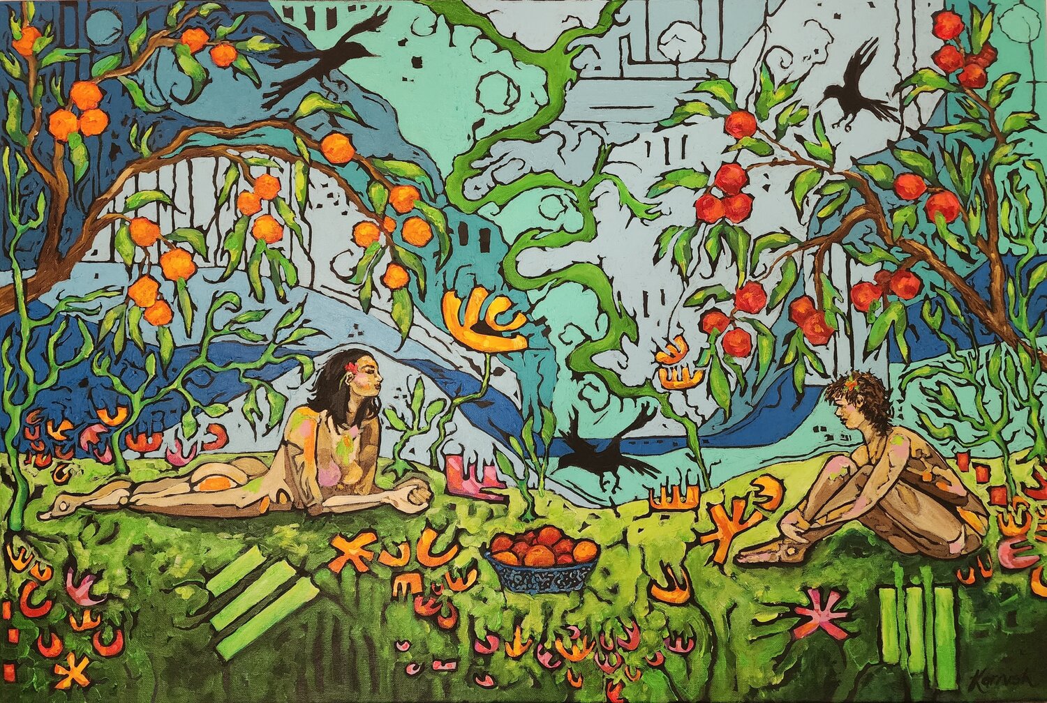 Abundance - Garden of Delight Karnish Art Original painting for sale