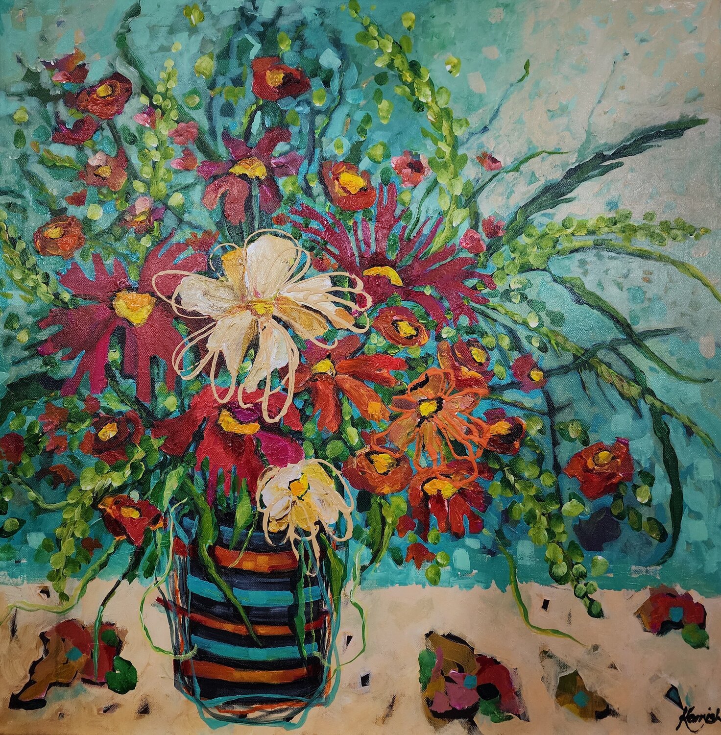 Let the Light Shine Through - Floral Artwork Karnish Art Original painting for sale