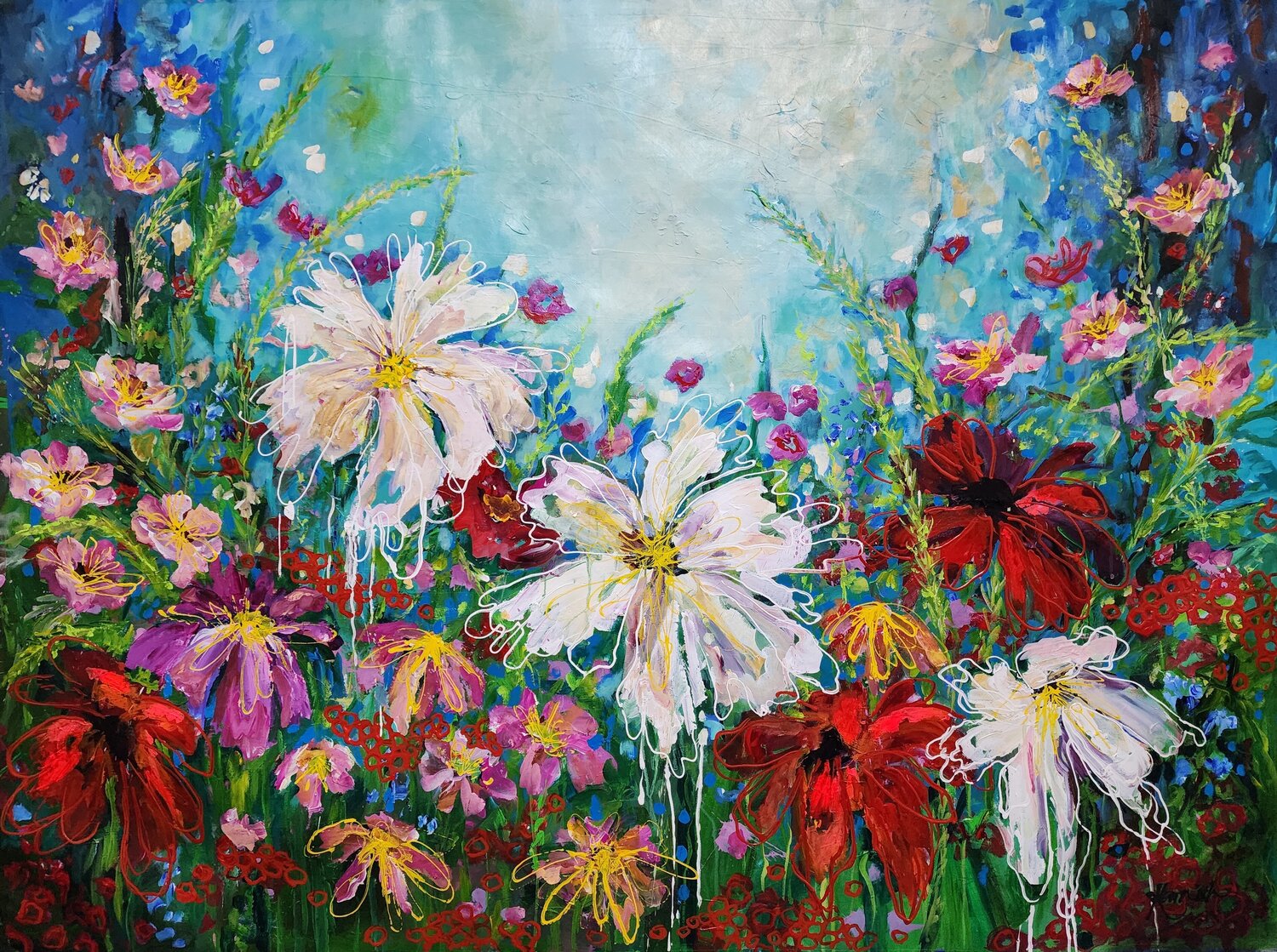 A Million brushstrokes for my Beloved - Floral Artwork Karnish Art Original painting for sale