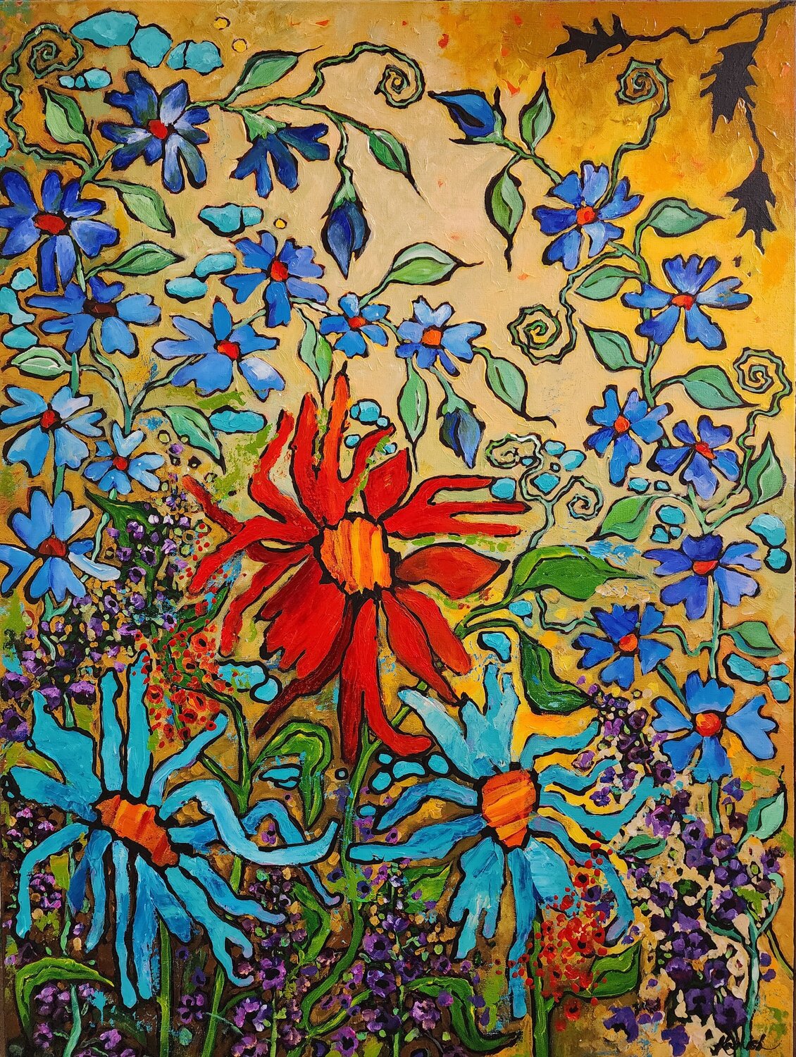Freedom Flowers - Large Artwork Karnish Art Original painting for sale