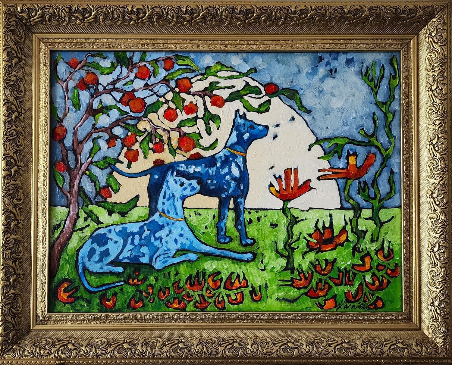 BLUE - Allure of Abundance Karnish Art Original painting for sale