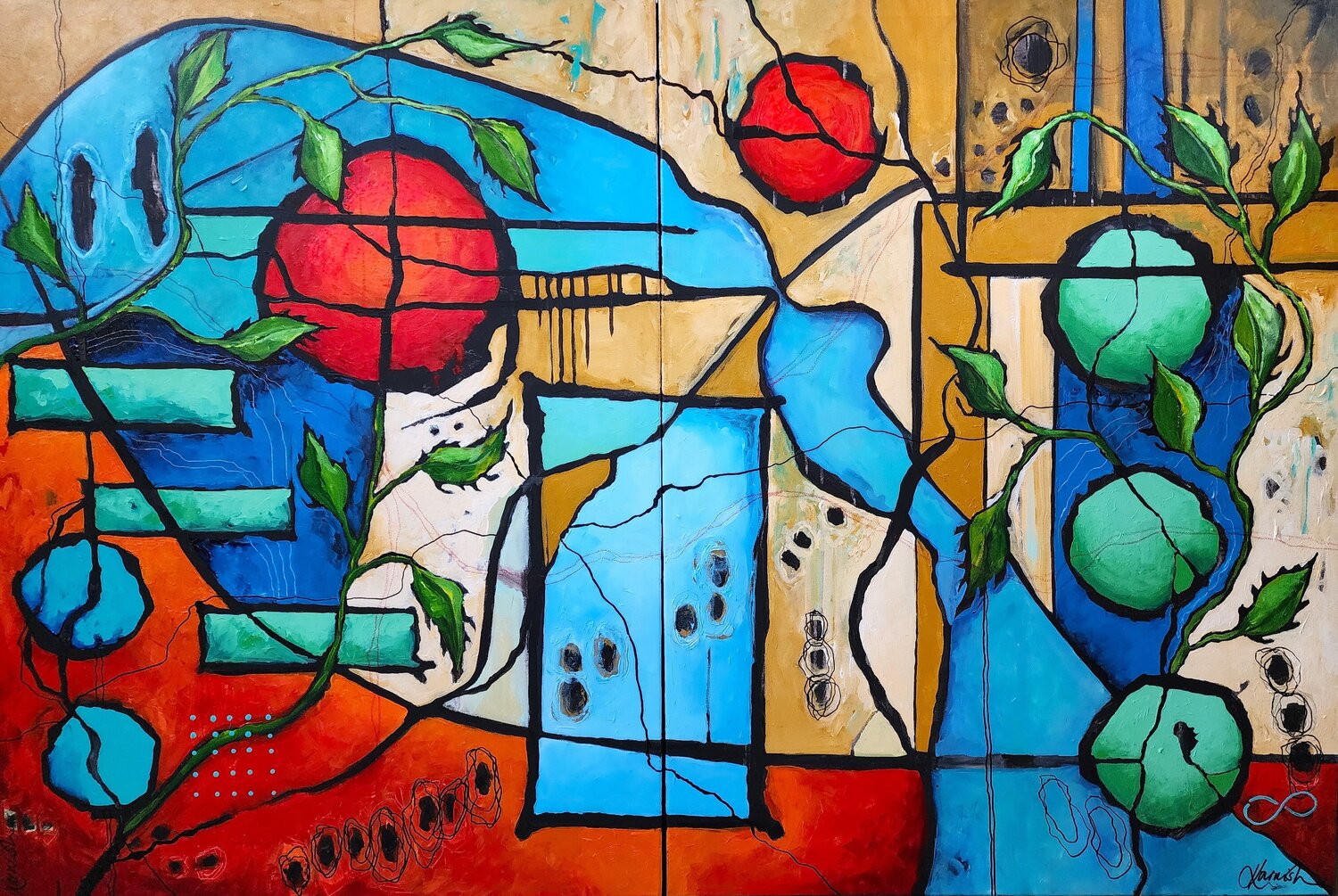 Renewal and Revival - Large Diptych Karnish Art Original painting for sale