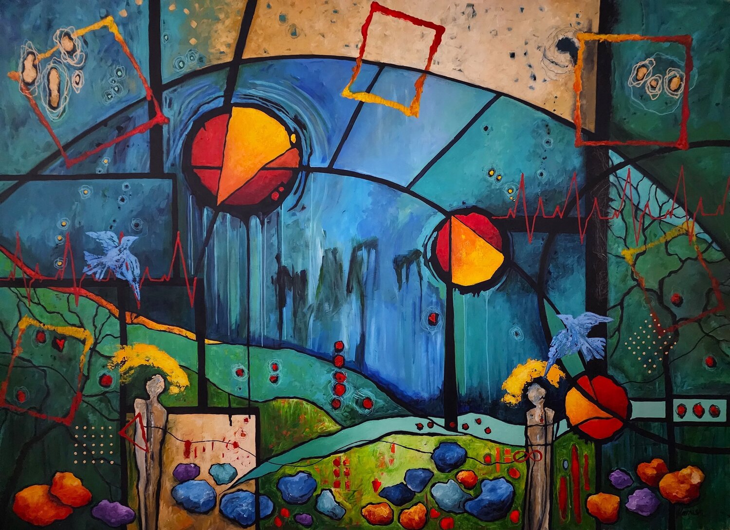 Landscape and Geology of the Heart - Extra large painting Karnish Art Original painting for sale