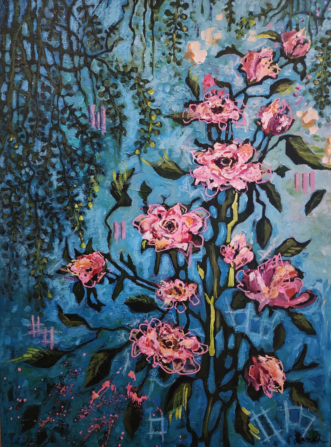 Moody Blues in Bloom Karnish Art Original painting for sale