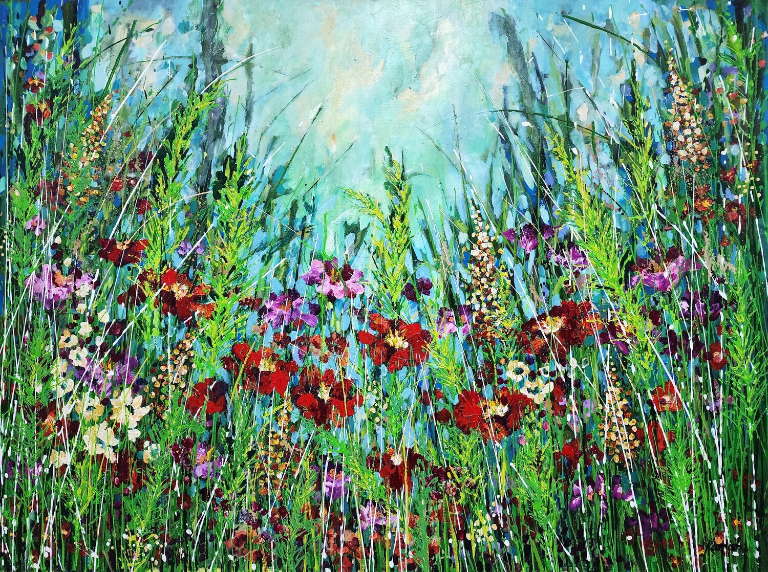 Soulful Sanctuary - Extra Large Floral Painting Karnish Art Original painting for sale