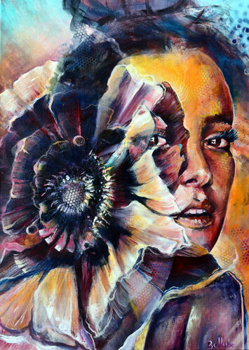 Gaze n' Petals by Bellule Art, Painting for Sale on Select