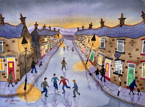 Play Street at Sunset by martin whittam, Painting for Sale on Select