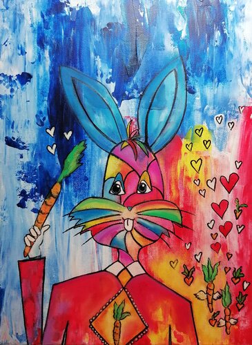 RABBIT IN LOVE by Christiane Martini, Painting for Sale on Select