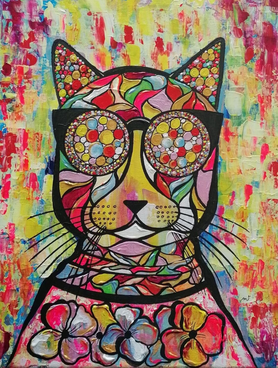 POWER CAT Christiane Martini Original painting for sale