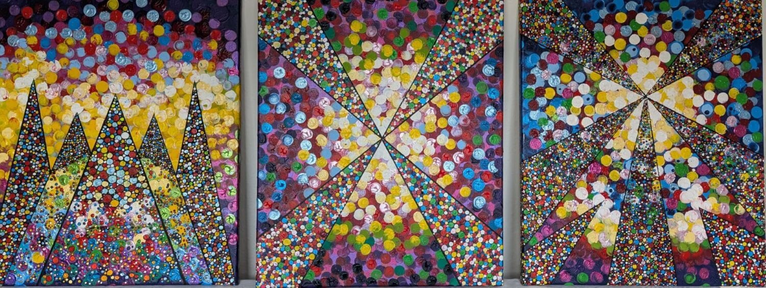 ONE POINT ONE WISH TRIPTYCHON Christiane Martini Original painting for sale