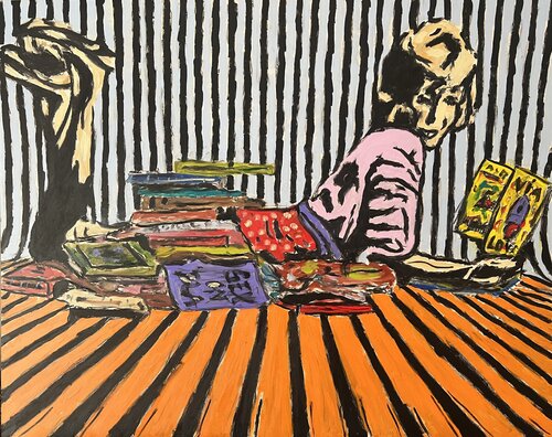 Lesen im Streifenlicht by Daniel Pultorak, Painting for Sale on Select