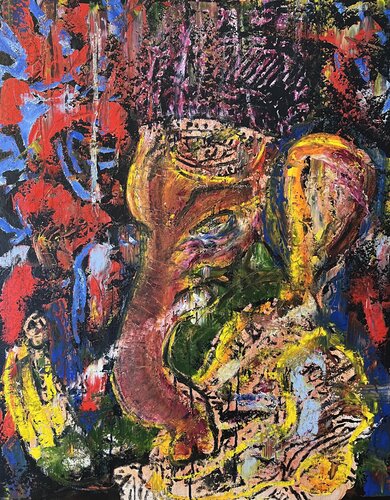 Im Schatten des goldenen Elefanten by Daniel Pultorak, Painting for Sale on Select