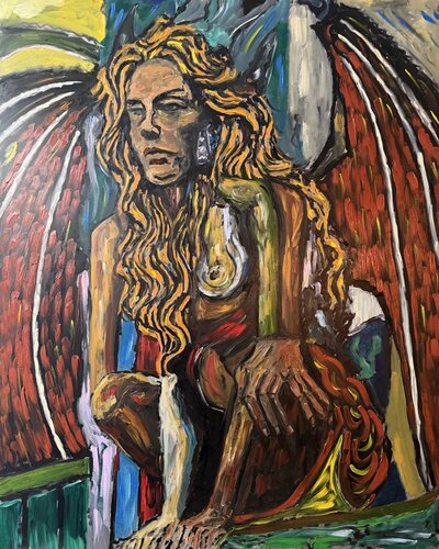 Between Angels and Demons by Daniel Pultorak, Painting for Sale on Select