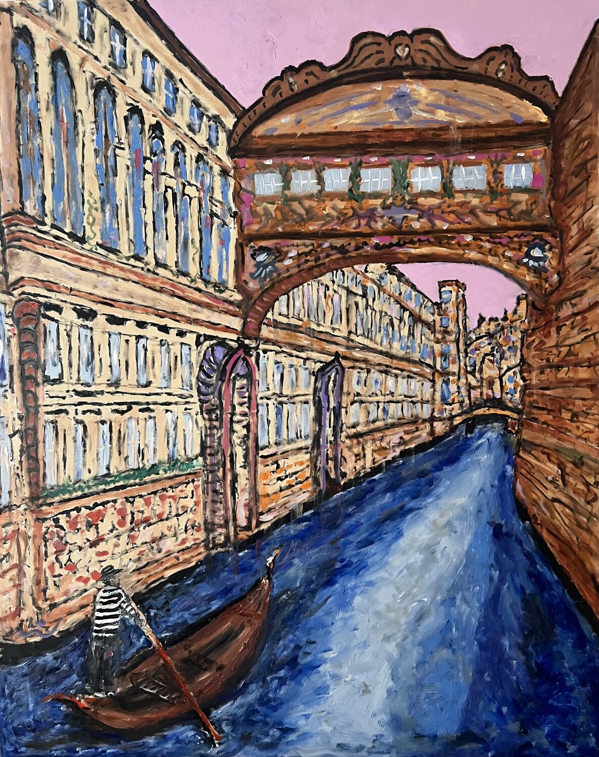 Gondeln in Venedig Daniel Pultorak Original painting for sale