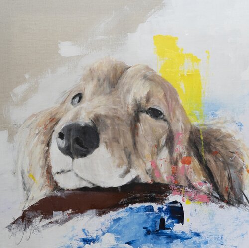a dog Dachshund by Tomoya Nakano, Painting for Sale on Select