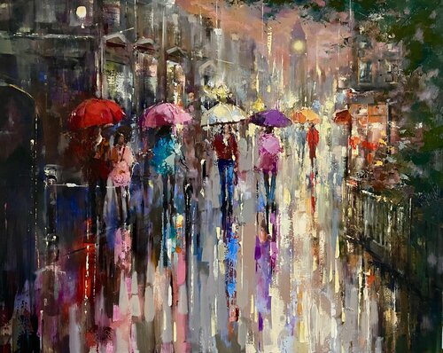 Streets Lights by Ewa Czarniecka, Painting for Sale on Select