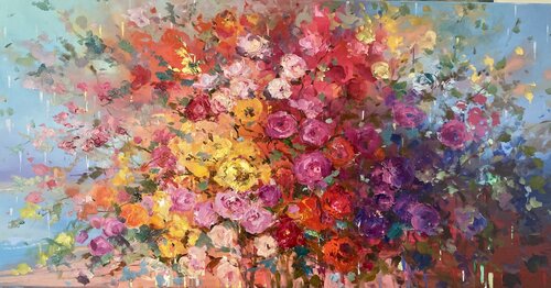 The Flowers Storm by Ewa Czarniecka, Painting for Sale on Select
