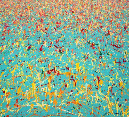 Claim 153 - Pop Stil auf Blau by Mark Hellbusch, Painting for Sale on Select
