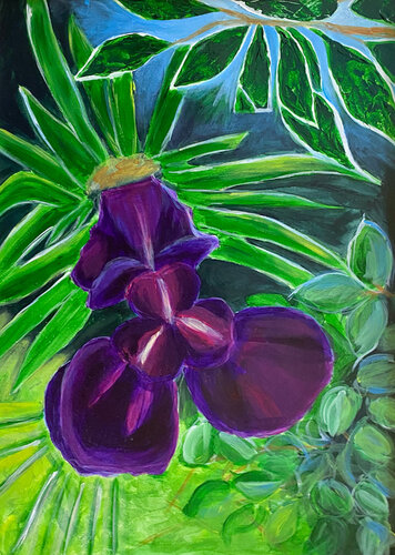 Iris Black Night by Antje Wanderer-Oberhaus, Painting for Sale on Select
