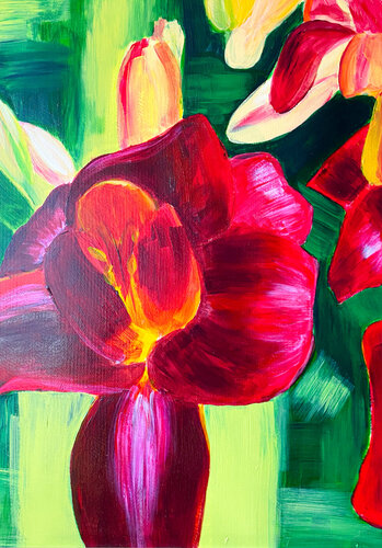 Taglilie Night Embers by Antje Wanderer-Oberhaus, Painting for Sale on Select