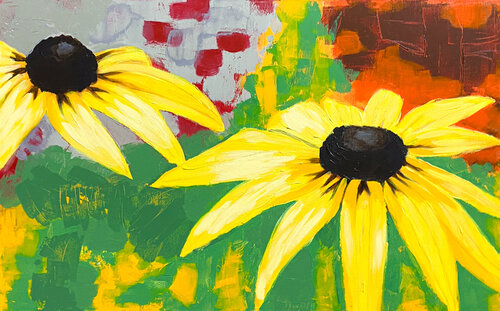 Gelber Sonnenhut by Antje Wanderer-Oberhaus, Painting for Sale on Select
