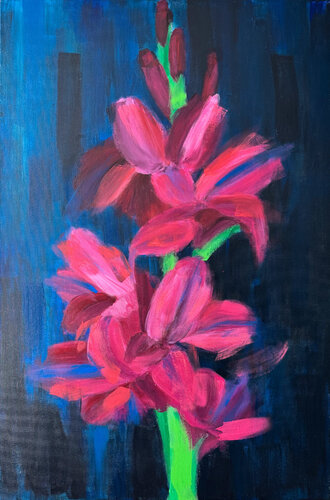 Purpurne Gladiole by Antje Wanderer-Oberhaus, Painting for Sale on Select