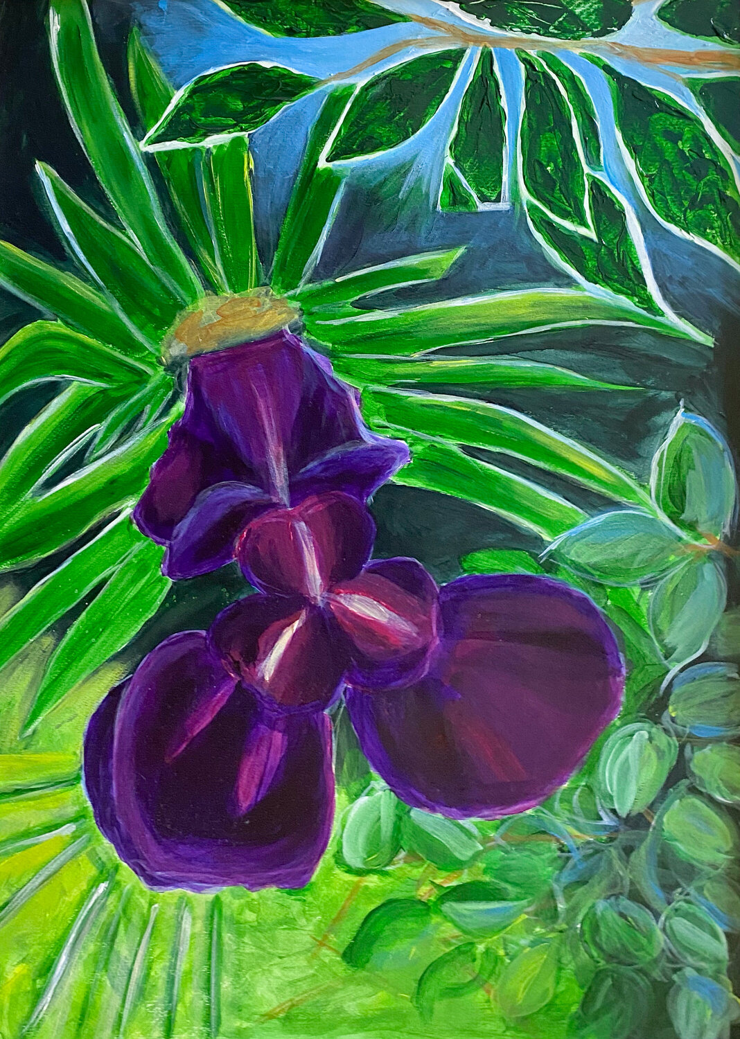 Iris Black Night Antje Wanderer-Oberhaus Original painting for sale