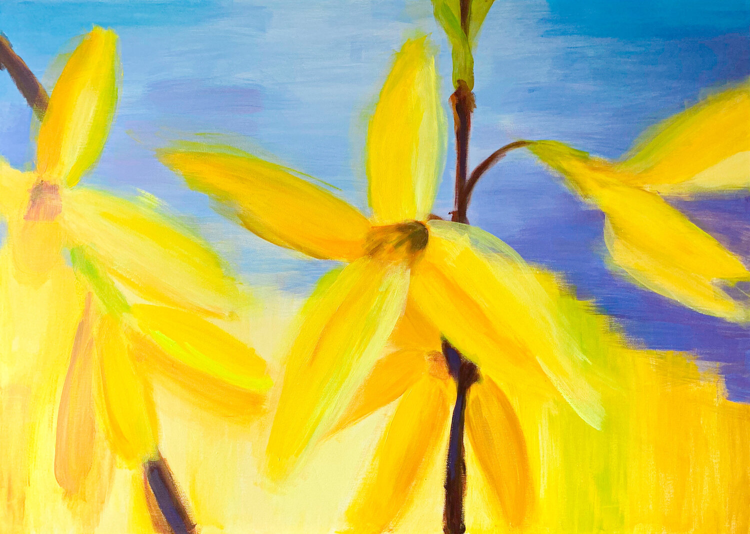 Forsythie Antje Wanderer-Oberhaus Original painting for sale