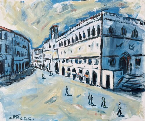 Perugia - Palazzo dei Priori by Meinrad Hoyer, Painting for Sale on Select