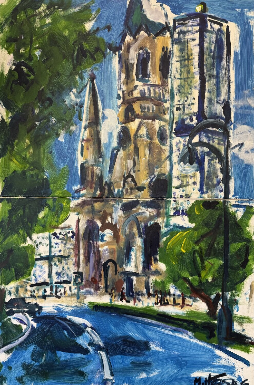 Berlin - Kaiser-Wilhelm-Gedächtniskirche Meinrad Hoyer Original painting for sale
