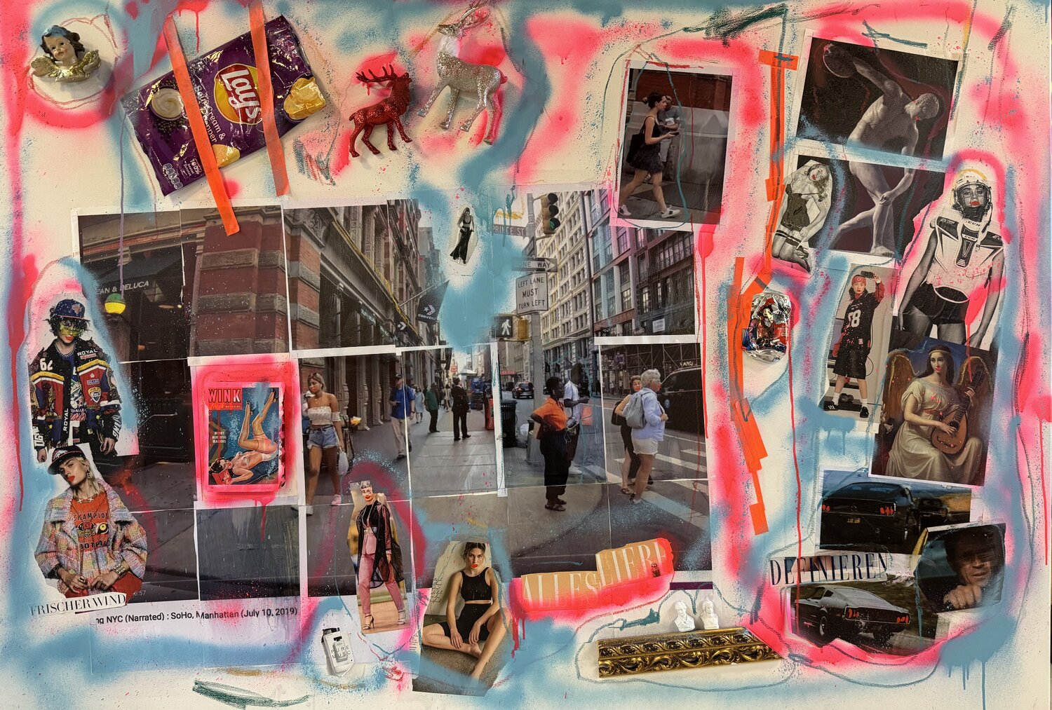Rosalie und ihre Freunde gehen einkaufen in New York - Rosalie and her friends go shopping in New York Meinrad Hoyer Original painting for sale