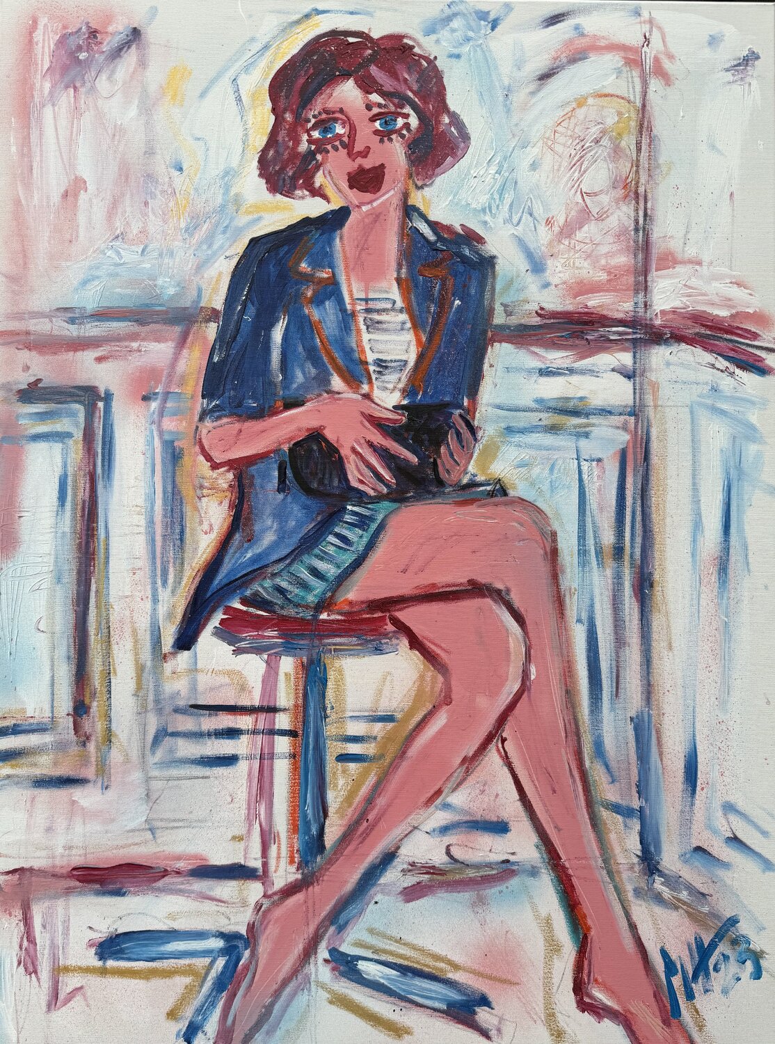 Die schöne Isabelle ohne Schuhe - The beautiful Isabelle without shoes Meinrad Hoyer Original painting for sale