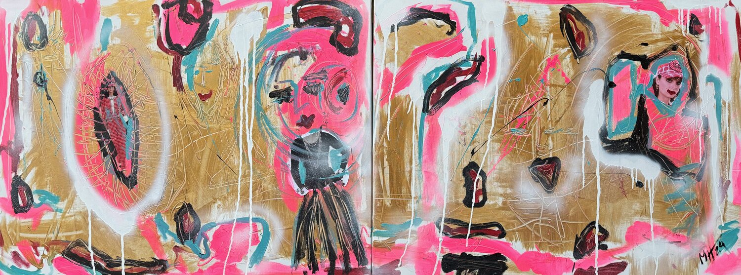 Figuren im Goldrausch - Figures in the Golden Rush Meinrad Hoyer Original painting for sale