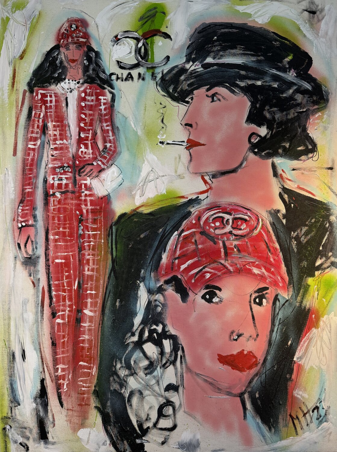 Homage an Coco Chanel - homage to Coco Chanel Meinrad Hoyer Original painting for sale