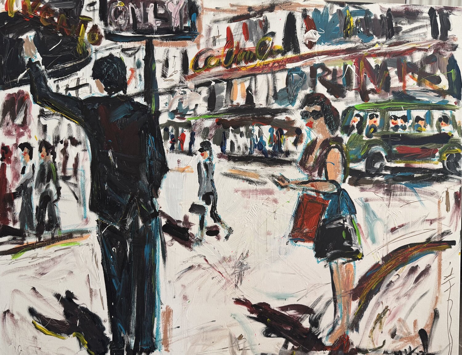 Shopping Lady Meinrad Hoyer Original painting for sale