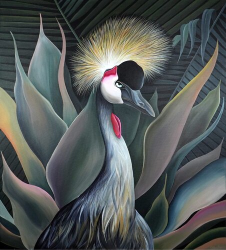 Grey Crowned Crane by Katya Rozz, Painting for Sale on Select