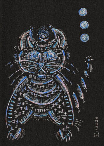 The Magical Cat by Ewa Dura, Drawing for Sale on Select