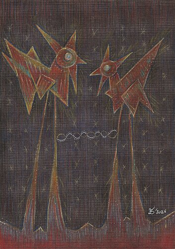 The Birds - The Stars by Ewa Dura, Drawing for Sale on Select