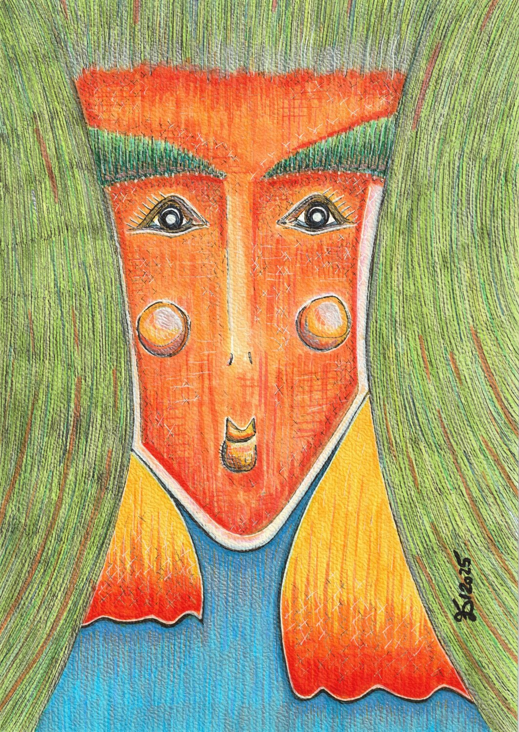 Green-haired Ewa Dura Original painting for sale