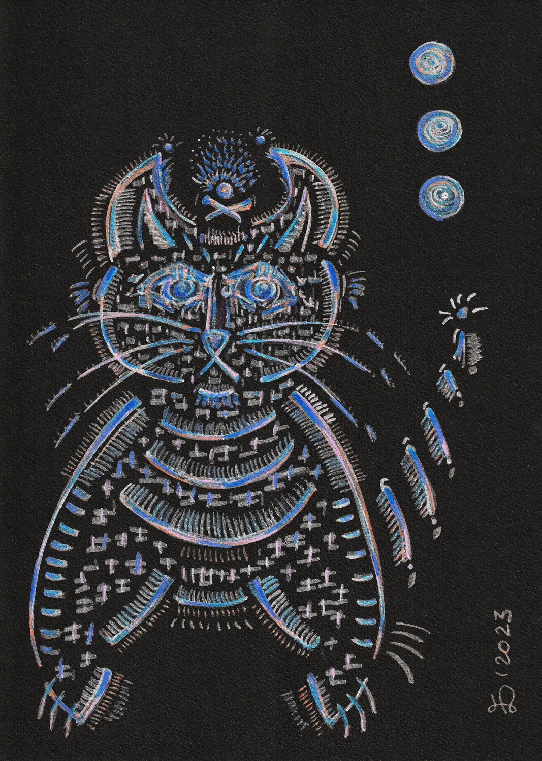 The Magical Cat Ewa Dura Drawing for sale