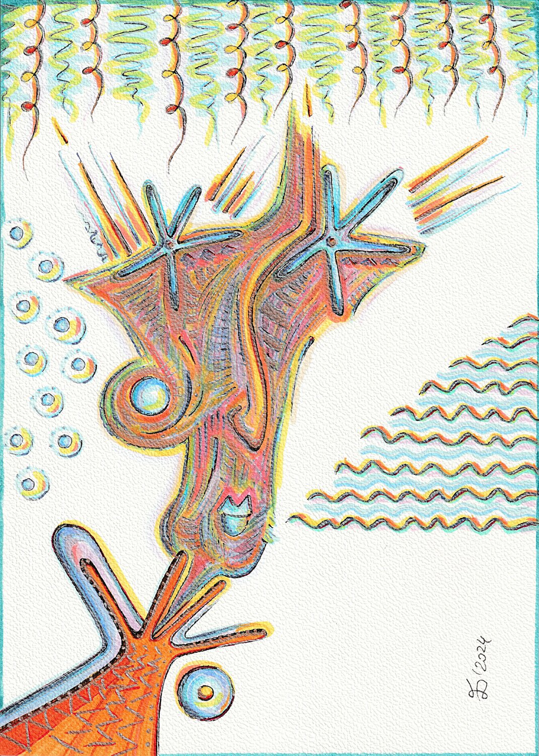 By the water. Ewa Dura Drawing for sale