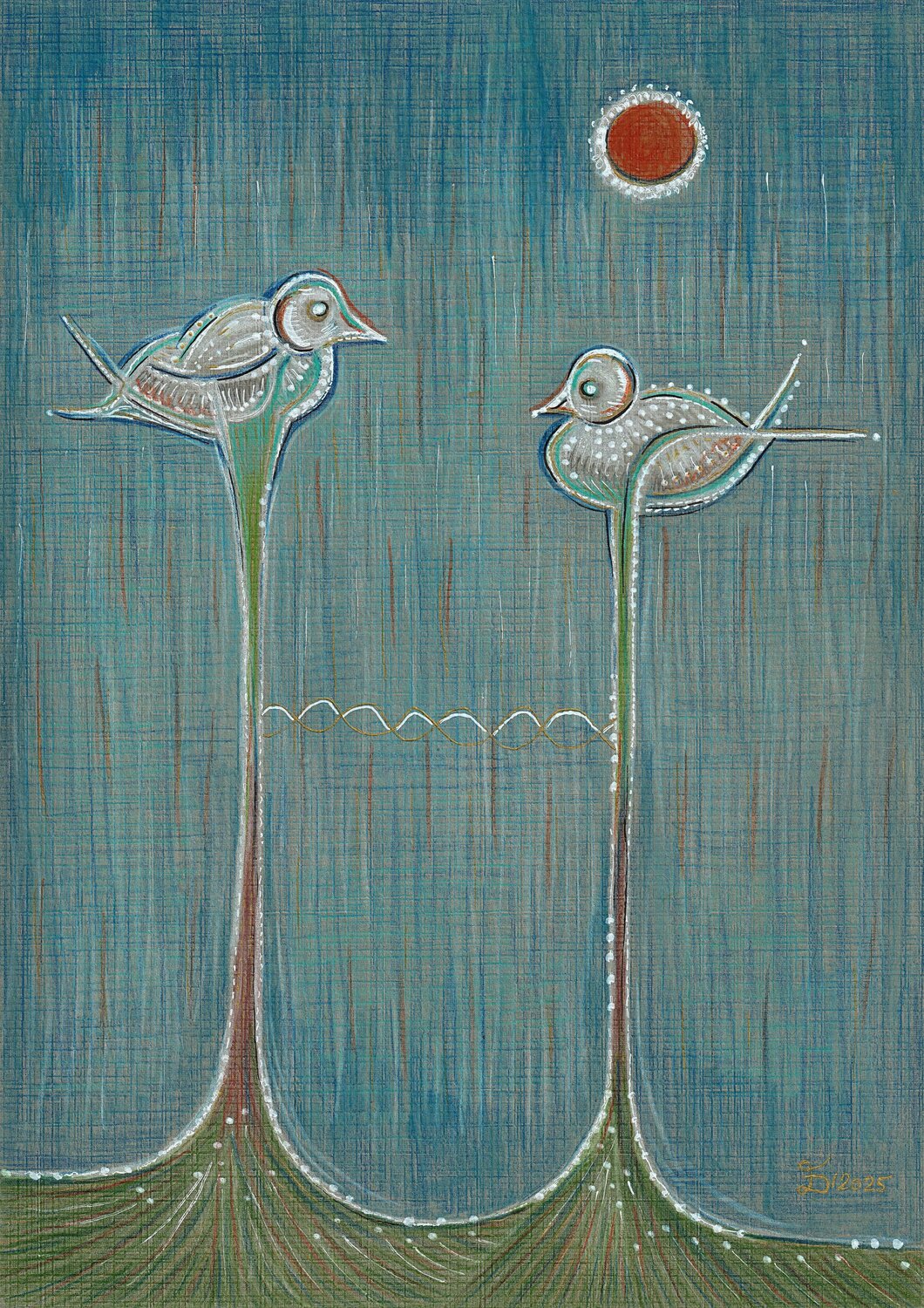 The Birds - The Clouds Ewa Dura Drawing for sale