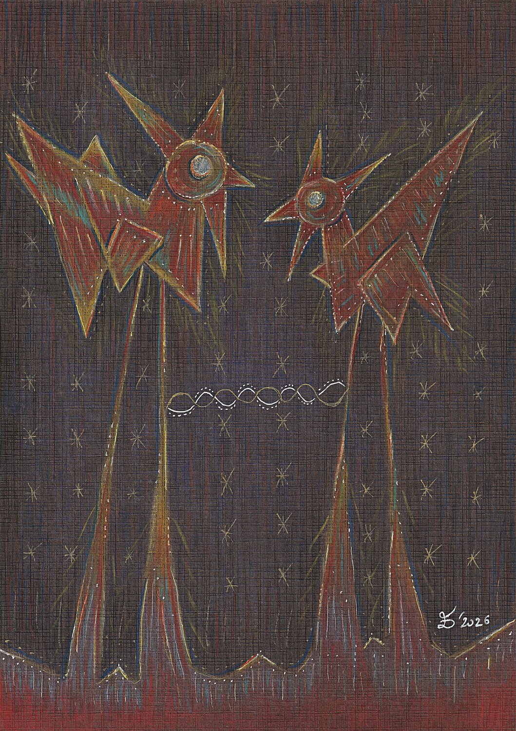 The Birds - The Stars Ewa Dura Drawing for sale