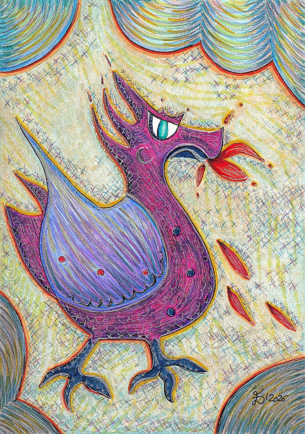 Draco. Fantastic creatures series. Ewa Dura Drawing for sale
