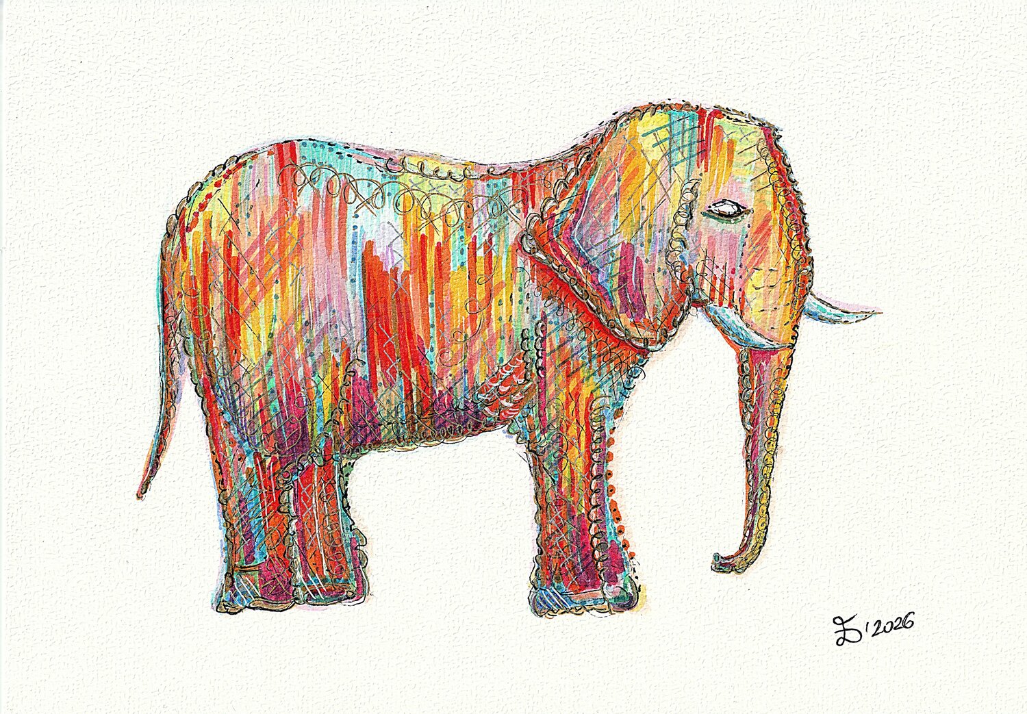 Elephanto. Fantastic creatures series. Ewa Dura Drawing for sale